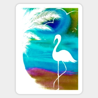 tropical sunset silhouette flamingo Sticker